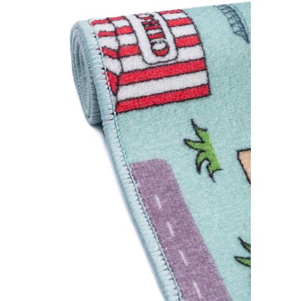 Detský koberec STELLA STREETS 100x150 cm tyrkysový/mesto