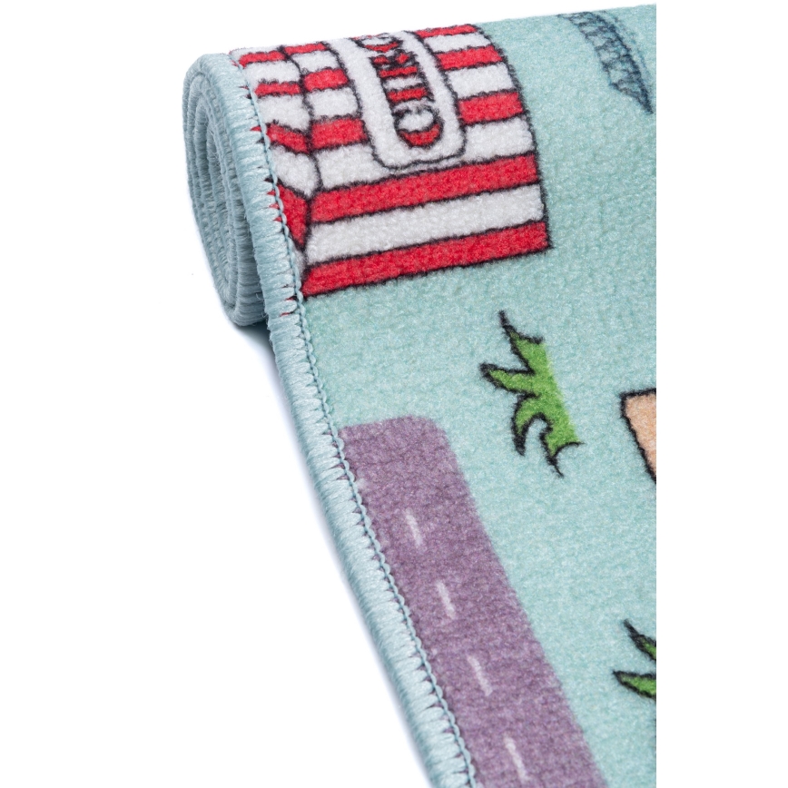 Detský koberec STELLA STREETS 80x100 cm tyrkysový/mesto