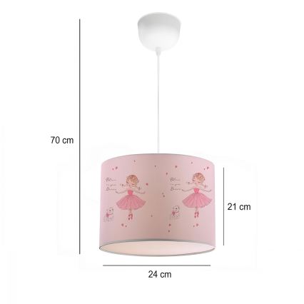 Detský luster CANDY 1xE27/40W/230V ružový