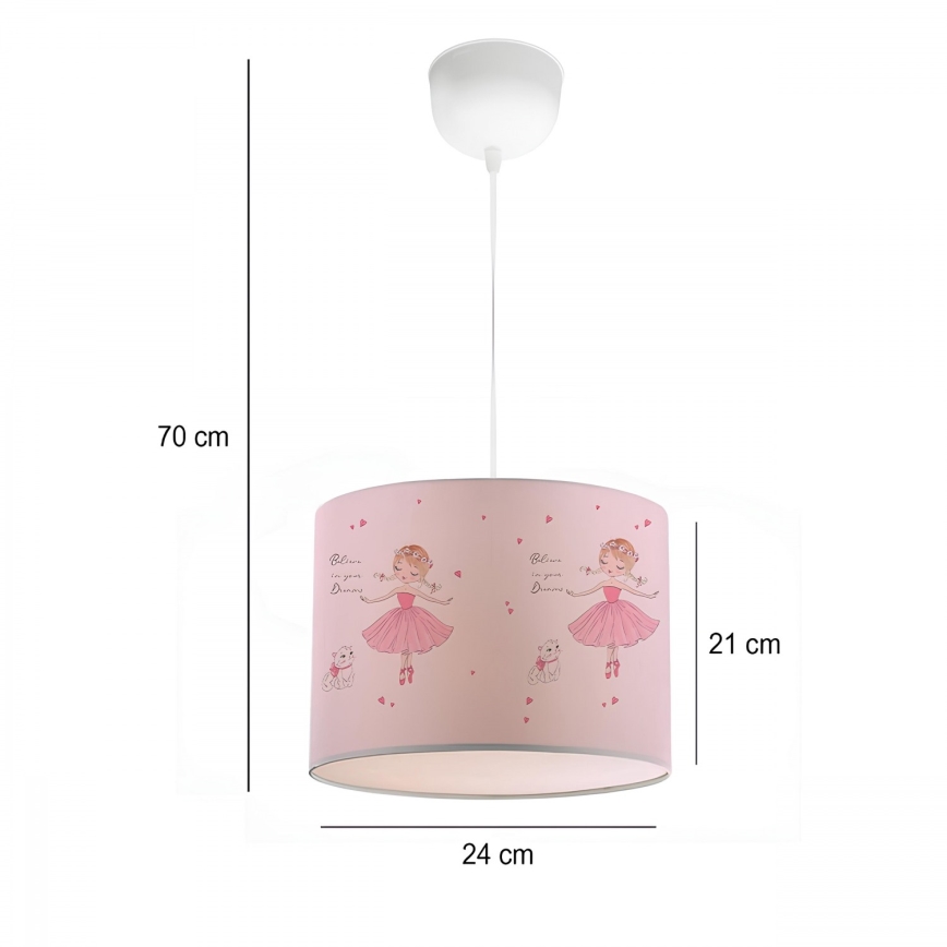 Detský luster CANDY 1xE27/40W/230V ružový
