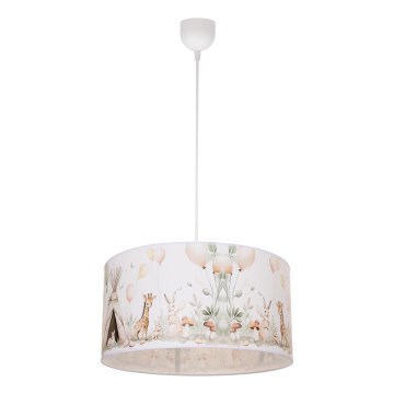 Detský luster KIDS ROOM 1xE27/60W/230V, priemer 40 cm, s motívom zvieratiek