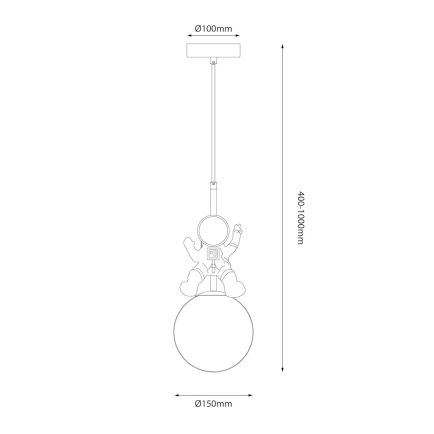 Detský luster na lanku ASTRONAUT 1xE27/60W/230V pr. 15 cm zlatá/béžová