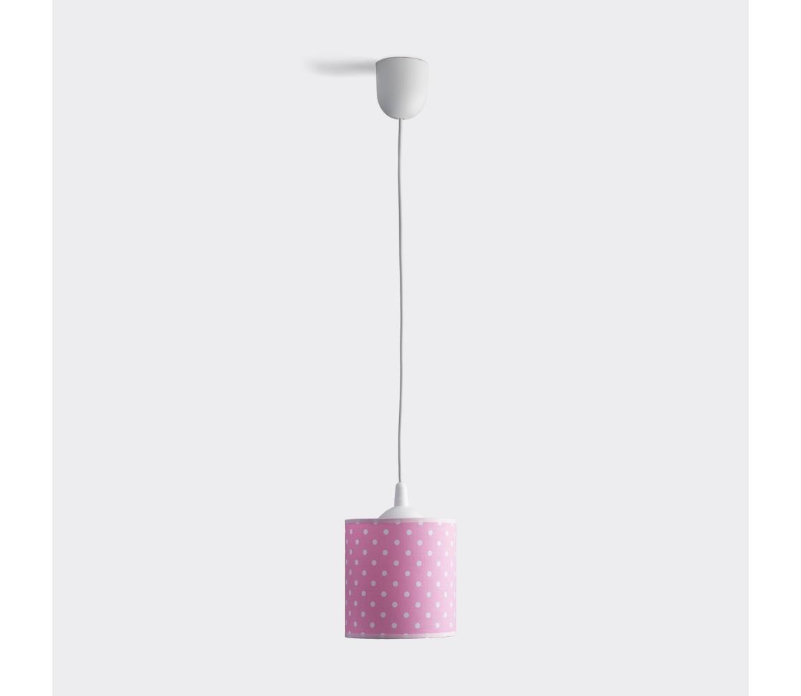 Detský luster na lanku DOTS 1xE27/15W/230V pr. 15 cm ružová