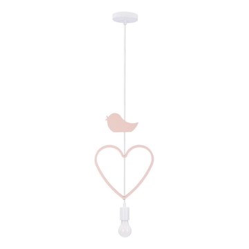 Detský luster na lanku HEART 1xE27/20W/230V ružová/biela