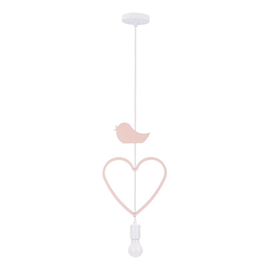 Detský luster na lanku HEART 1xE27/20W/230V ružová/biela
