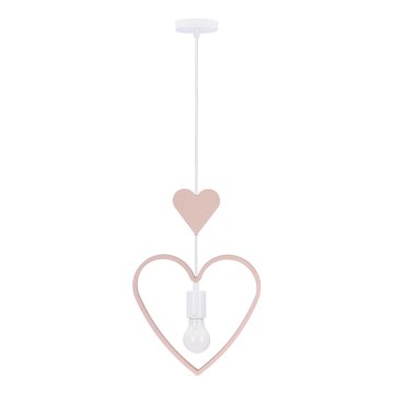 Detský luster na lanku HEART 1xE27/20W/230V ružová/biela