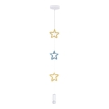 Detský luster na lanku STARS 1xE27/20W/230V žltá/modrá/biela