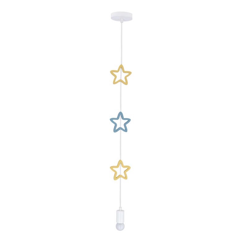 Detský luster na lanku STARS 1xE27/20W/230V žltá/modrá/biela