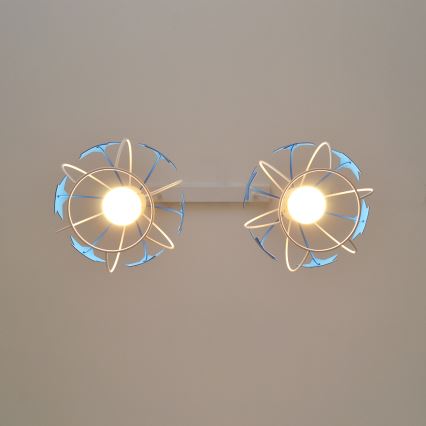 Detský luster na lanku STARS 2xE27/15W/230V modrá/biela