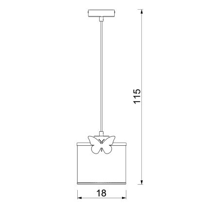 Detský luster na lanku SWEET 1xE27/15W/230V biela/motýľ
