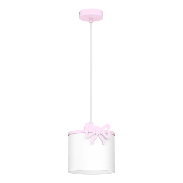 Detský luster na lanku SWEET 1xE27/15W/230V biela/ružová/mašľa