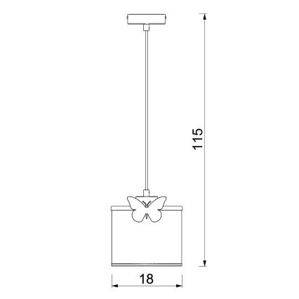 Detský luster na lanku SWEET 1xE27/15W/230V biela/ružová/motýľ
