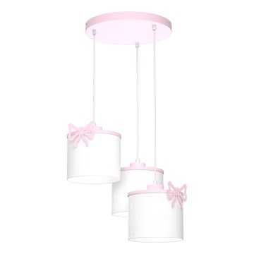 Detský luster na lanku SWEET 3xE27/15W/230V biela/ružová/mašličky