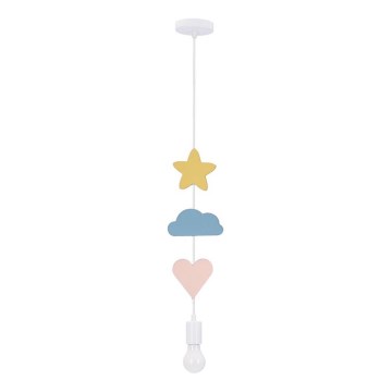 Detský luster na lanku TRIO 1xE27/20W/230V žltá/modrá/ružová