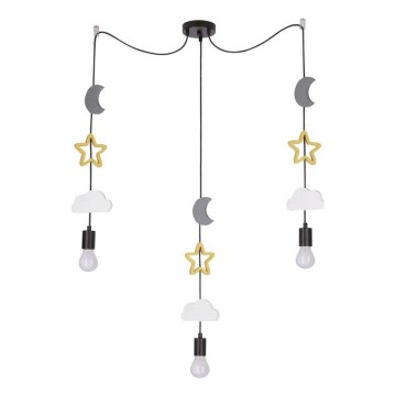 Detský luster na lanku TRIO 3xE27/20W/230V šedá/žltá/biela