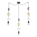Detský luster na lanku TRIO 3xE27/20W/230V sivá/žltá/biela