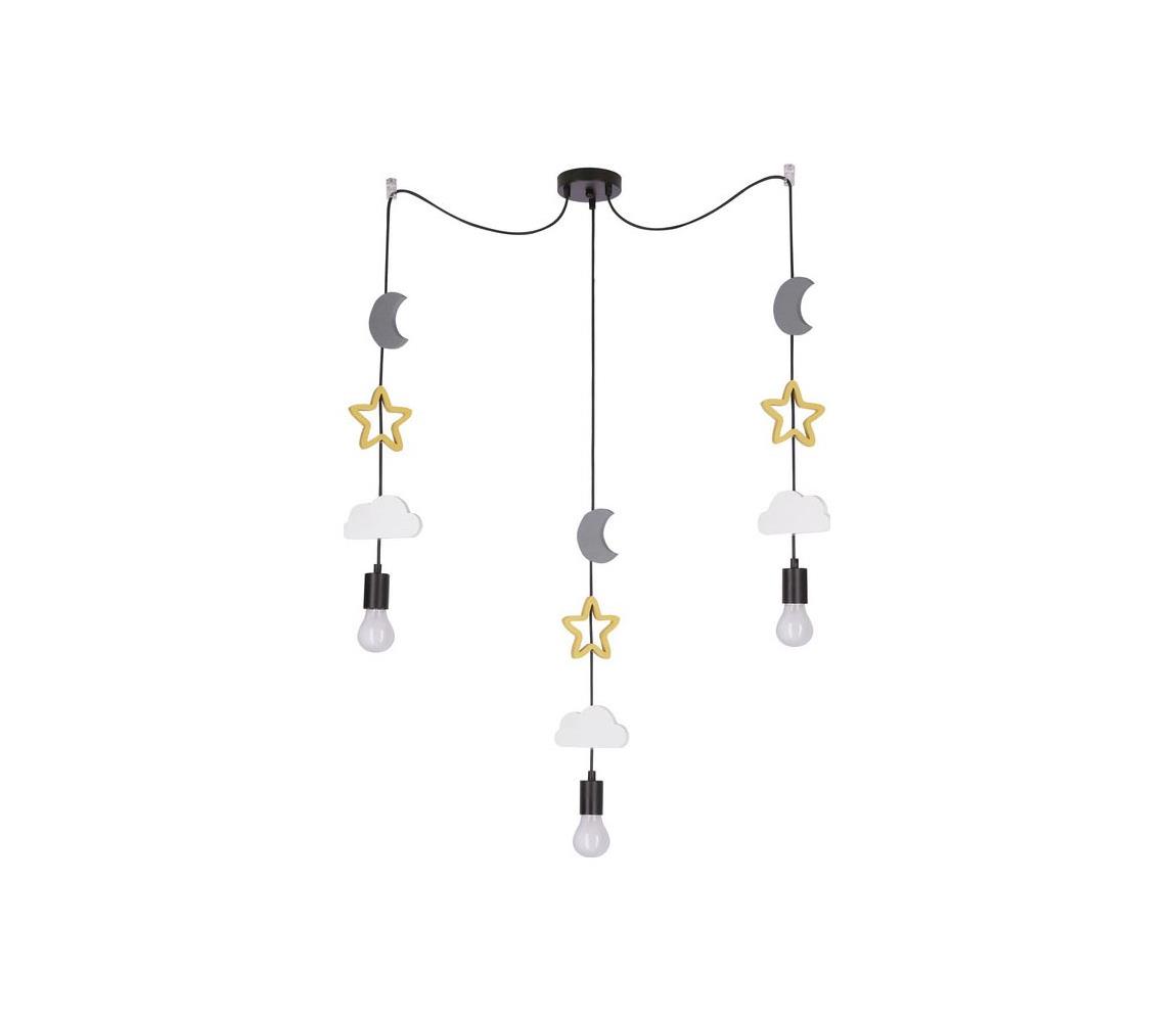 Detský luster na lanku TRIO 3xE27/20W/230V sivá/žltá/biela 33-24435