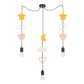 Detský luster na lanku TRIO 3xE27/20W/230V žltá/biela/ružová