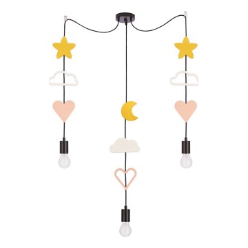 Detský luster na lanku TRIO 3xE27/20W/230V žltá/biela/ružová