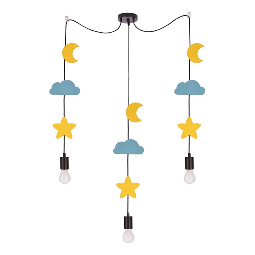 Detský luster na lanku TRIO 3xE27/20W/230V žltá/modrá