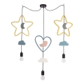Detský luster na lanku TRIO 3xE27/20W/230V žltá/modrá/sivá