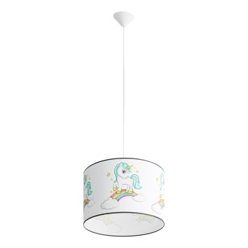 Detský luster na lanku UNICORN 1xE27/15W/230V pr. 40 cm jednorožec