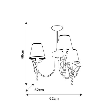 Detský luster na tyči CHARLOTTE 3xE14/40W/230V