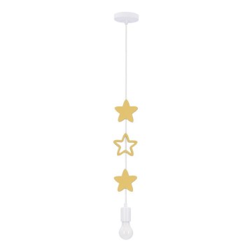 Detský luster STARS na lanku 1xE27/20W/230V žltá/biela