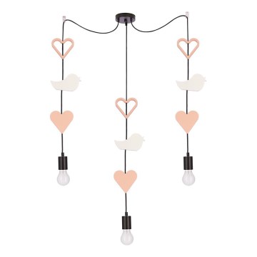 Detský lustr na lanku TRIO 3xE27/20W/230V ružová/biela