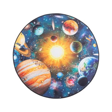 Detský protišmykový koberec PRINT 3D 80 cm planéty/pestrofarebný