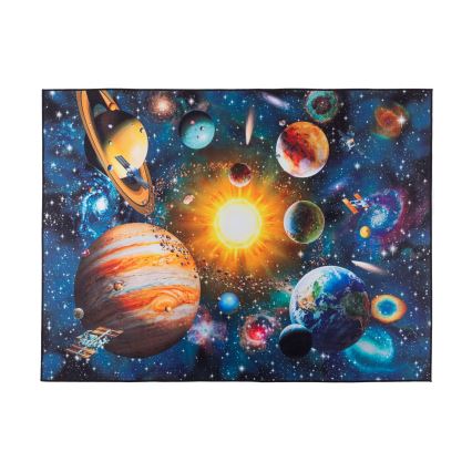 Detský protišmykový koberec PRINT 3D 80x150 cm planéty/pestrofarebný