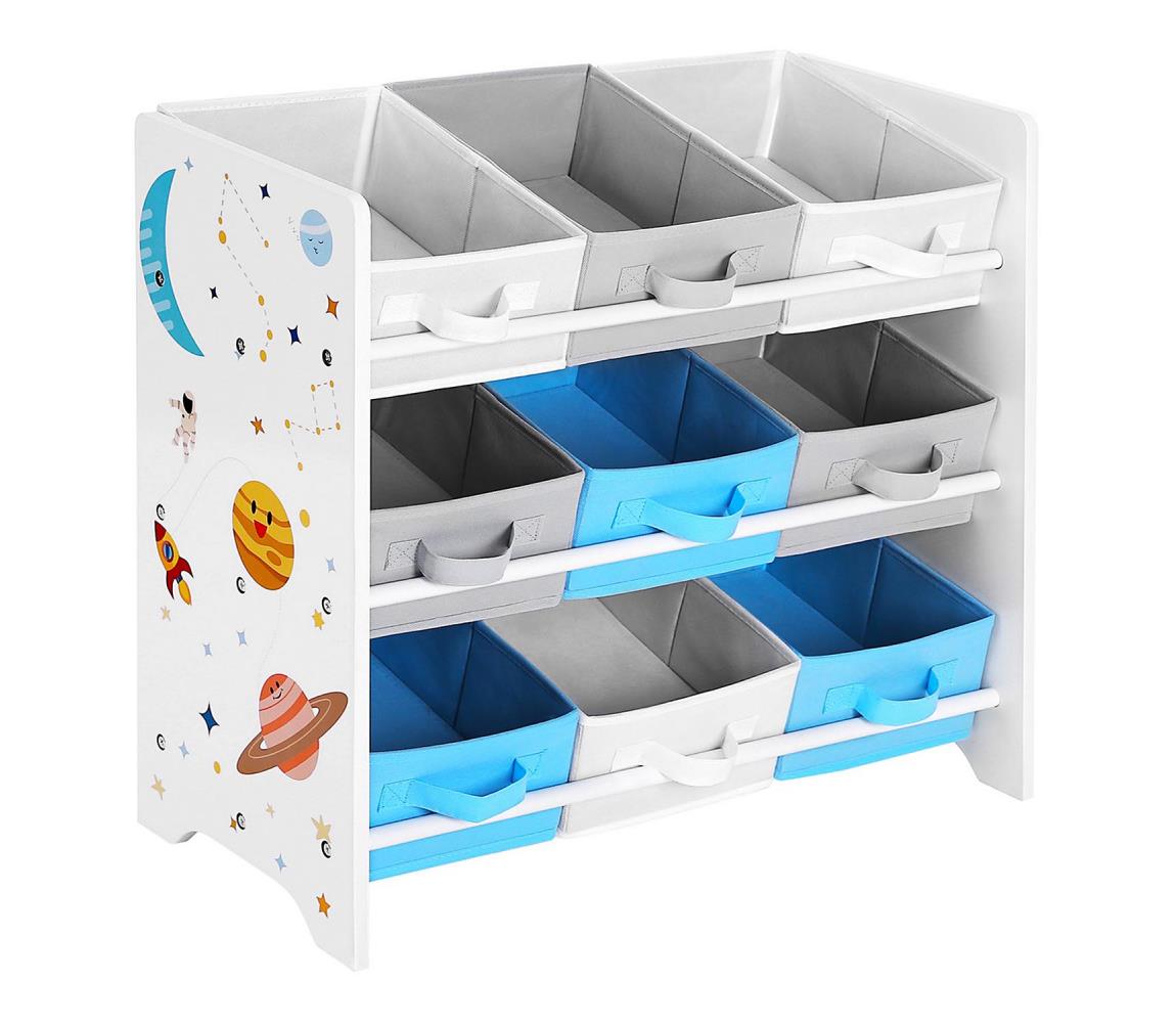 Detský regál s látkovými boxmi ANET modro-biely GKR33WT