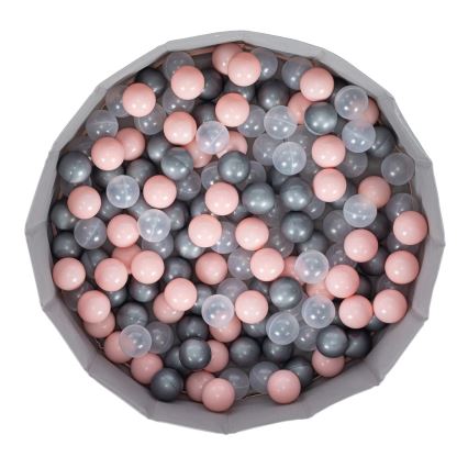 Detský suchý bazén s loptičkami pr. 80 cm ružová/sivá