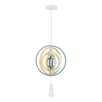 Detský závesný luster HOOPS na lanku 1xE27/20W/230V priemer 27 cm pestrofarebný