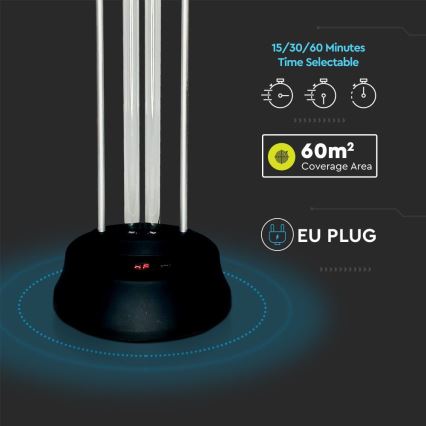 Dezinfekčná germicídna lampa so senzorom a diaľkovým ovládaním UVC/38W/230V