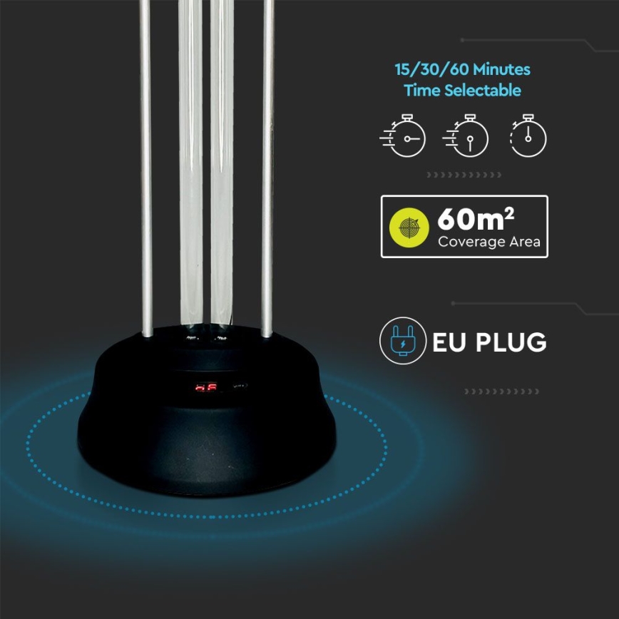 Dezinfekčná germicídna lampa so senzorom a diaľkovým ovládaním UVC/38W/230V