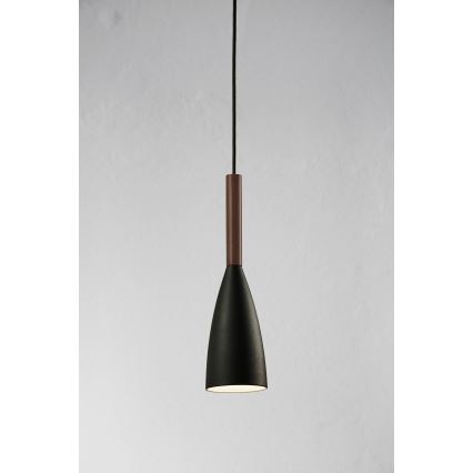 DFTP by Nordlux - Luster na lanku PURE 1xE27/40W/230V pr. 10 cm čierna/orech