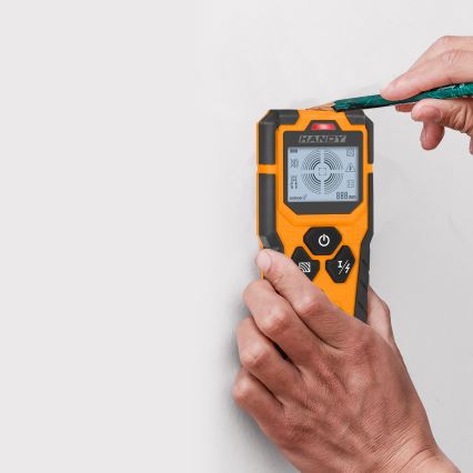 Digitálny multifunkčný detektor 9V 1x6LR61 IP54 oranžový