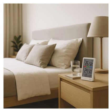 Digitálny teplomer s vlhkomerom, 2× AAA, biely