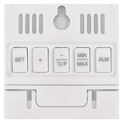 Digitálny teplomer s vlhkomerom, napájanie 2× AAA, biely