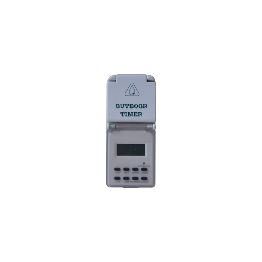 Vonkajší digitálny týždenný časový spínač 16A/230V IP44 200 mAh
