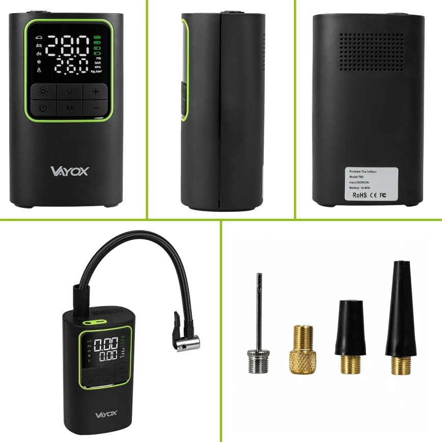 Digitálny vreckový kompresor 5V 4000 mAh čierny