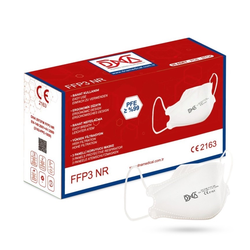 DNA respirátor FFP3 NR CE 2163 Medical 25ks