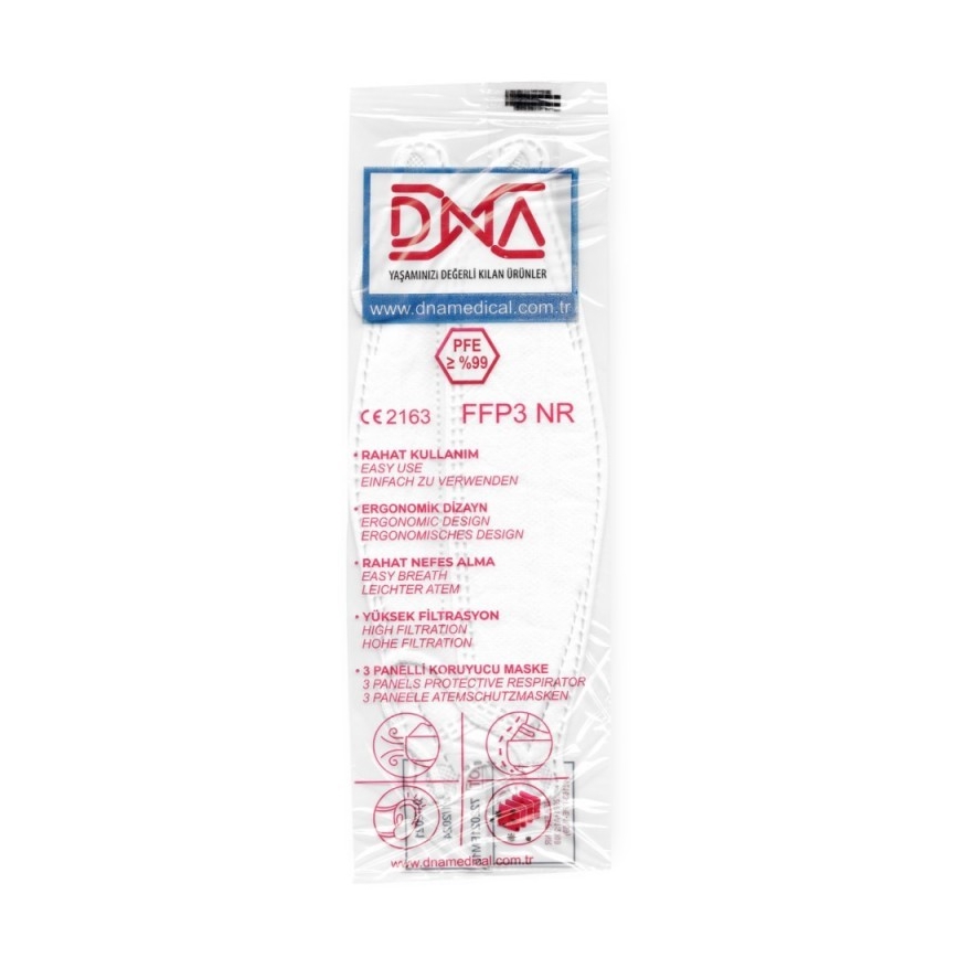 DNA respirátor FFP3 NR CE 2163 Medical 25ks