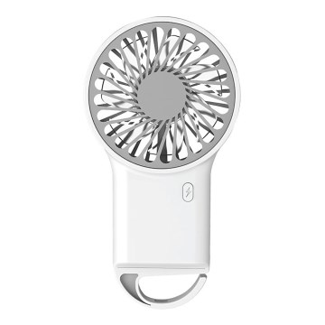 Dobíjací kompaktný vreckový ventilátor 3 W / 5 V, 300 mAh, biely
