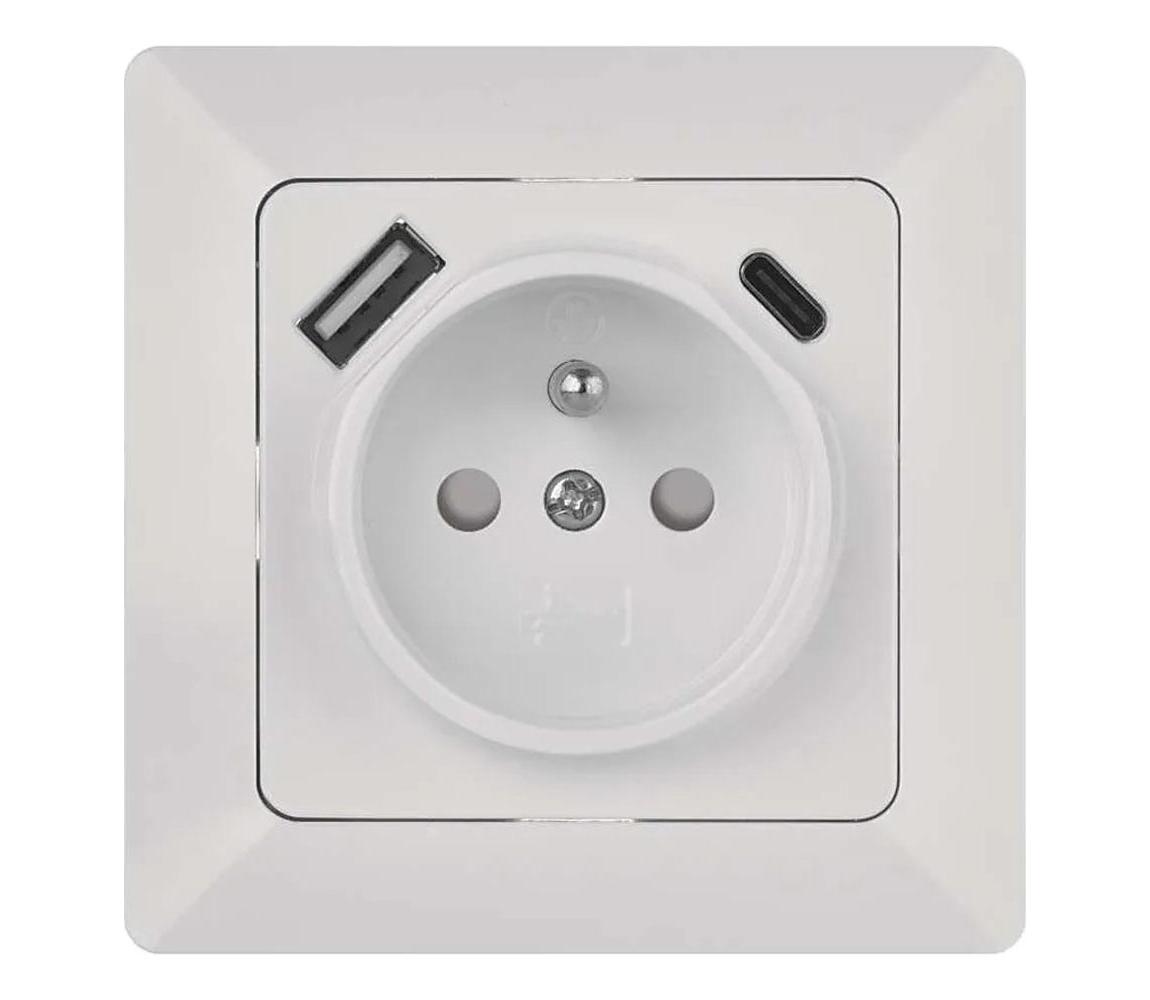 Domová zásuvka s USB-A+USB-C A6000.4
