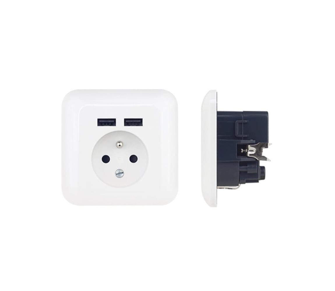 Domová zásuvka s USB FRENCH 250V/16A PWSF2U