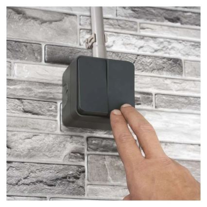 Domový dvojtlačidlový striedavý vypínač č. 6+6 IP55 antracit