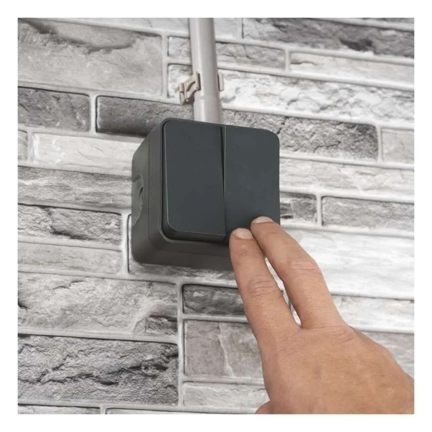 Domový dvojtlačidlový striedavý vypínač č. 6+6 IP55 antracit