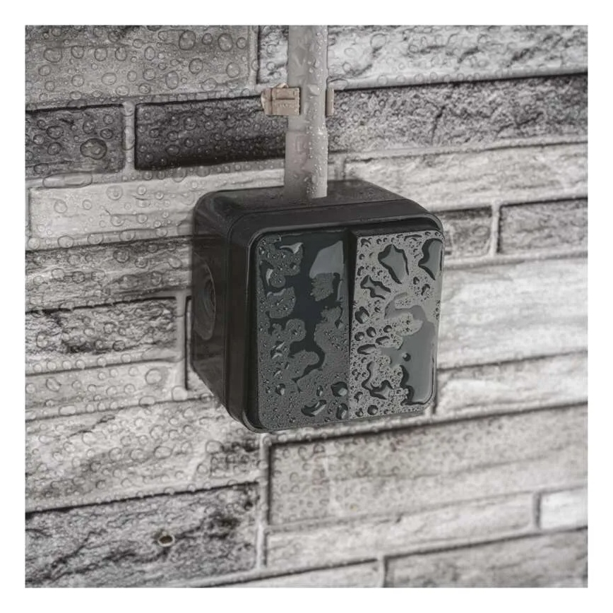 Domový dvojtlačidlový striedavý vypínač č. 6+6 IP55 antracit